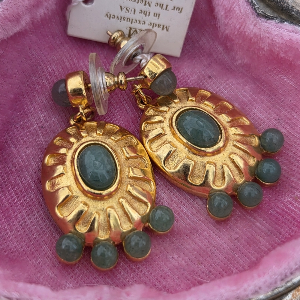 Vintage Metropolitan Museum of Art Jade Drop Earrings - Picture 5 of 6